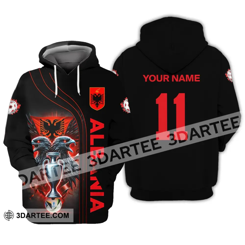 Unisex Shirt Euro 2024 Custom Name And Number Albania Football Polo Long Sleeve Hoodie / S T-Shirt