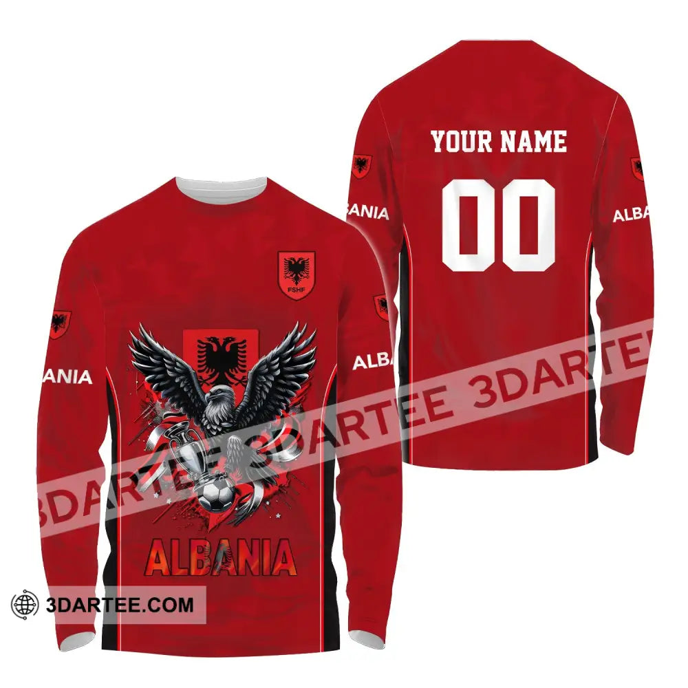 Unisex Shirt Euro 2024 Custom Name And Number Albania Football Polo Long Sleeve / S T-Shirt