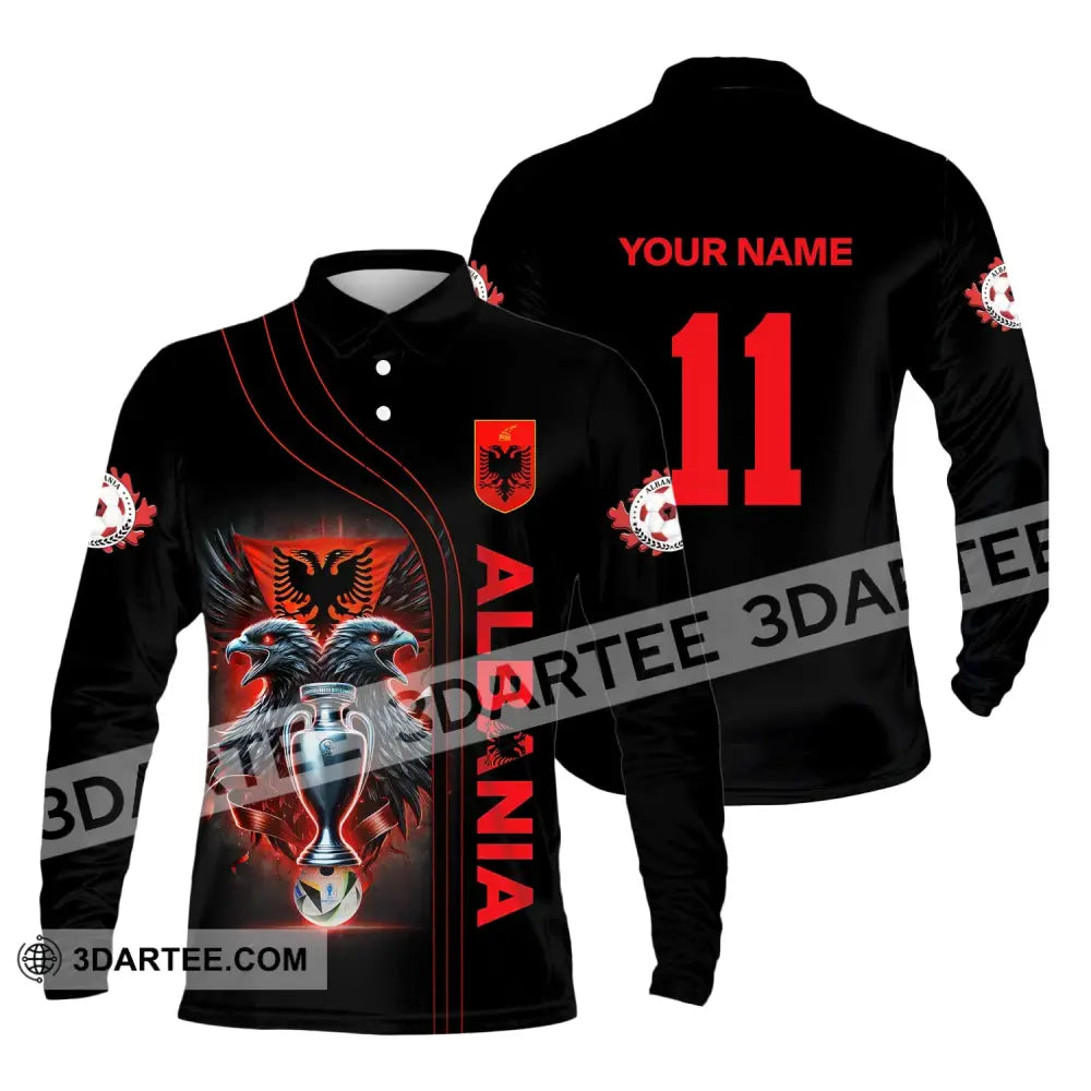 Unisex Shirt Euro 2024 Custom Name And Number Albania Football Polo Long Sleeve / S T-Shirt