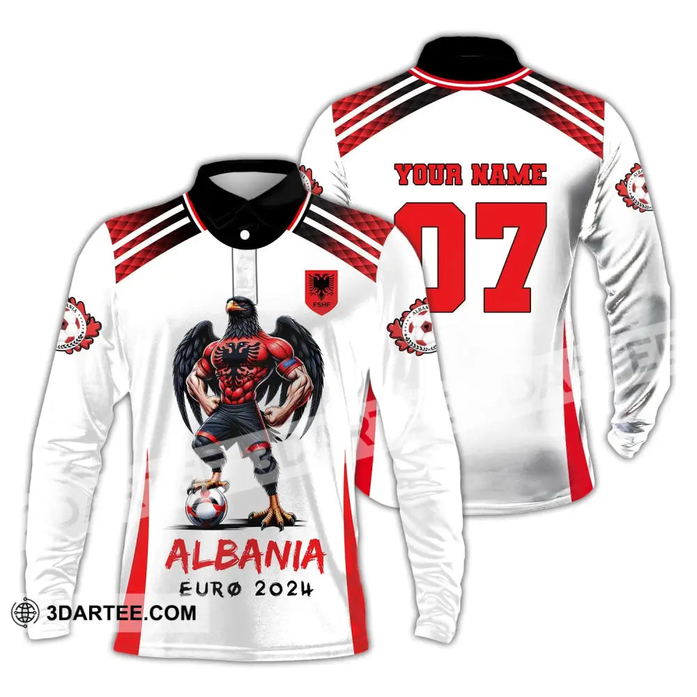 Unisex Shirt Euro 2024 Custom Name And Number Albania Football Polo Long Sleeve / S T-Shirt