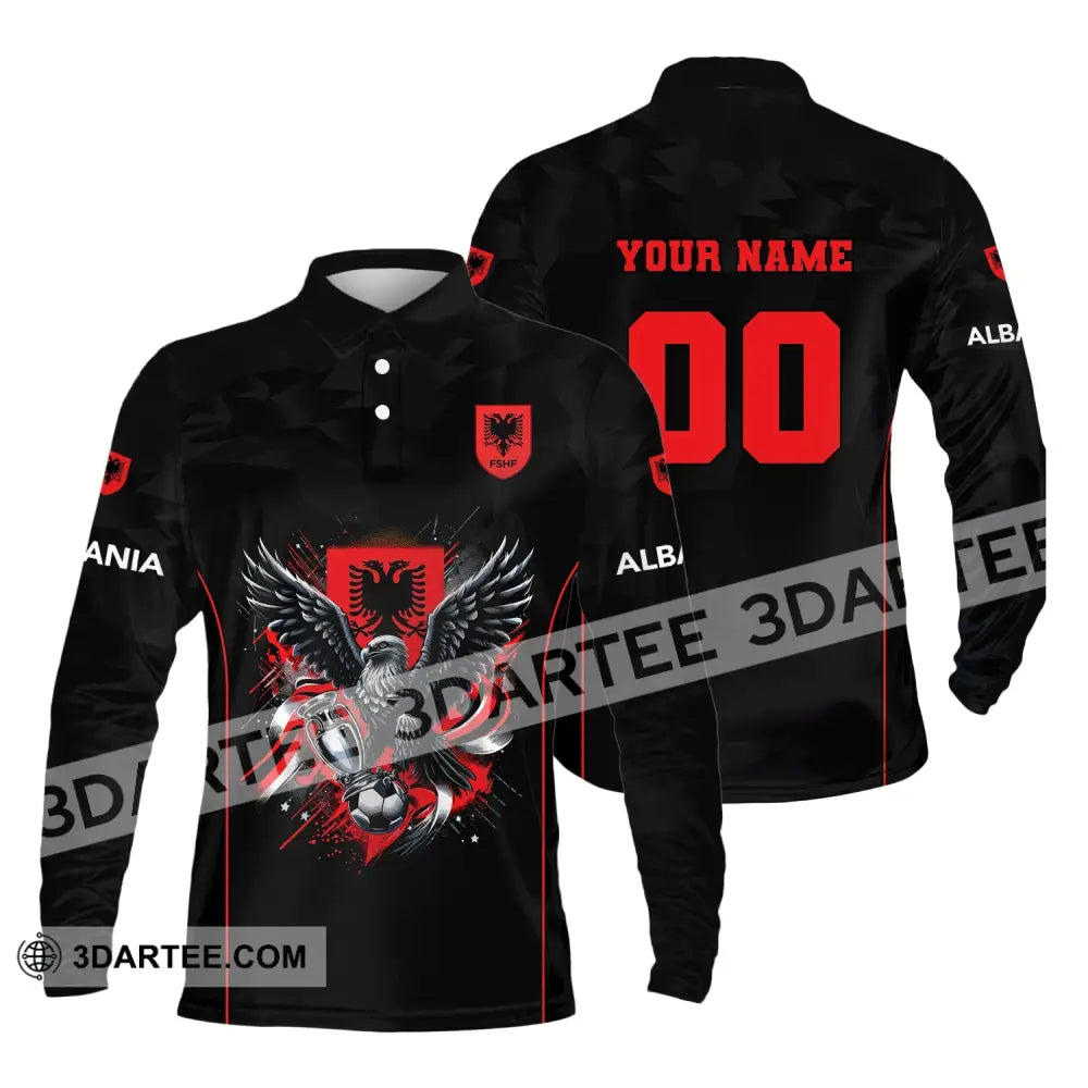 Unisex Shirt Euro 2024 Custom Name And Number Albania Football Polo Long Sleeve / S T-Shirt