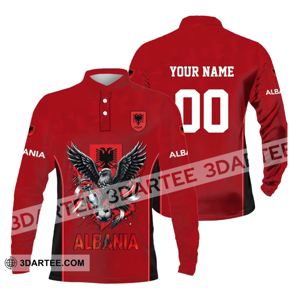 Unisex Shirt Euro 2024 Custom Name And Number Albania Football Polo Long Sleeve / S T-Shirt