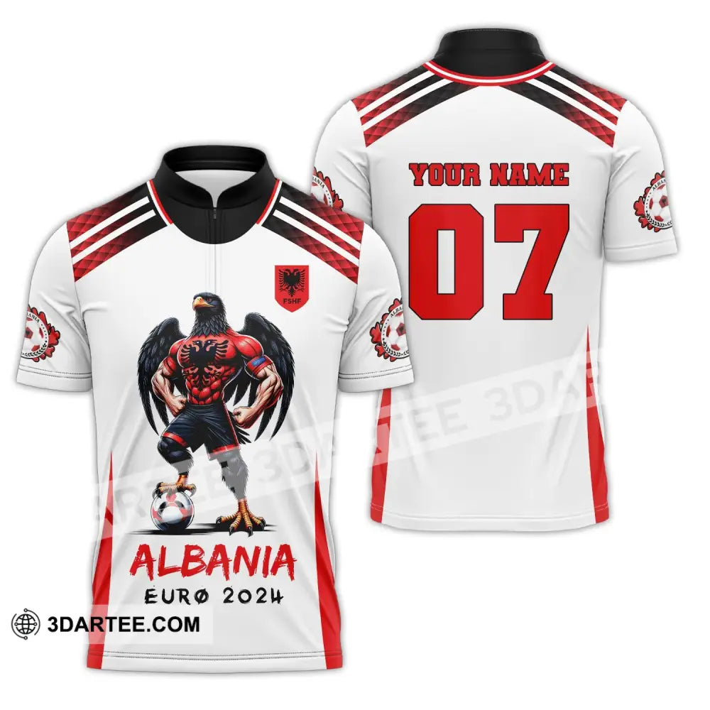 Unisex Shirt Euro 2024 Custom Name And Number Albania Football Polo Long Sleeve T-Shirt