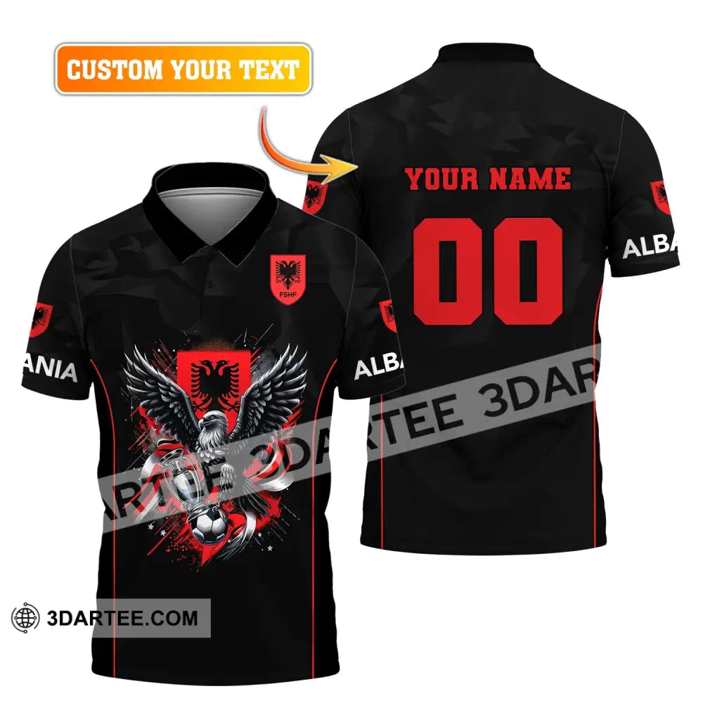 Unisex Shirt Euro 2024 Custom Name And Number Albania Football Polo Long Sleeve T-Shirt