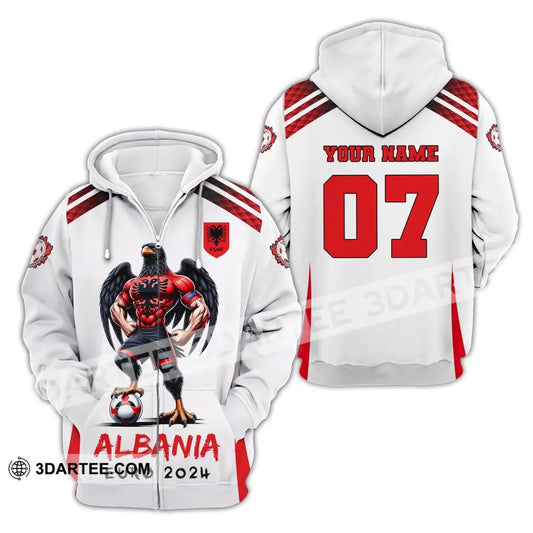 Unisex Shirt Euro 2024 Custom Name And Number Albania Football Polo Long Sleeve Zipper Hoodie / S