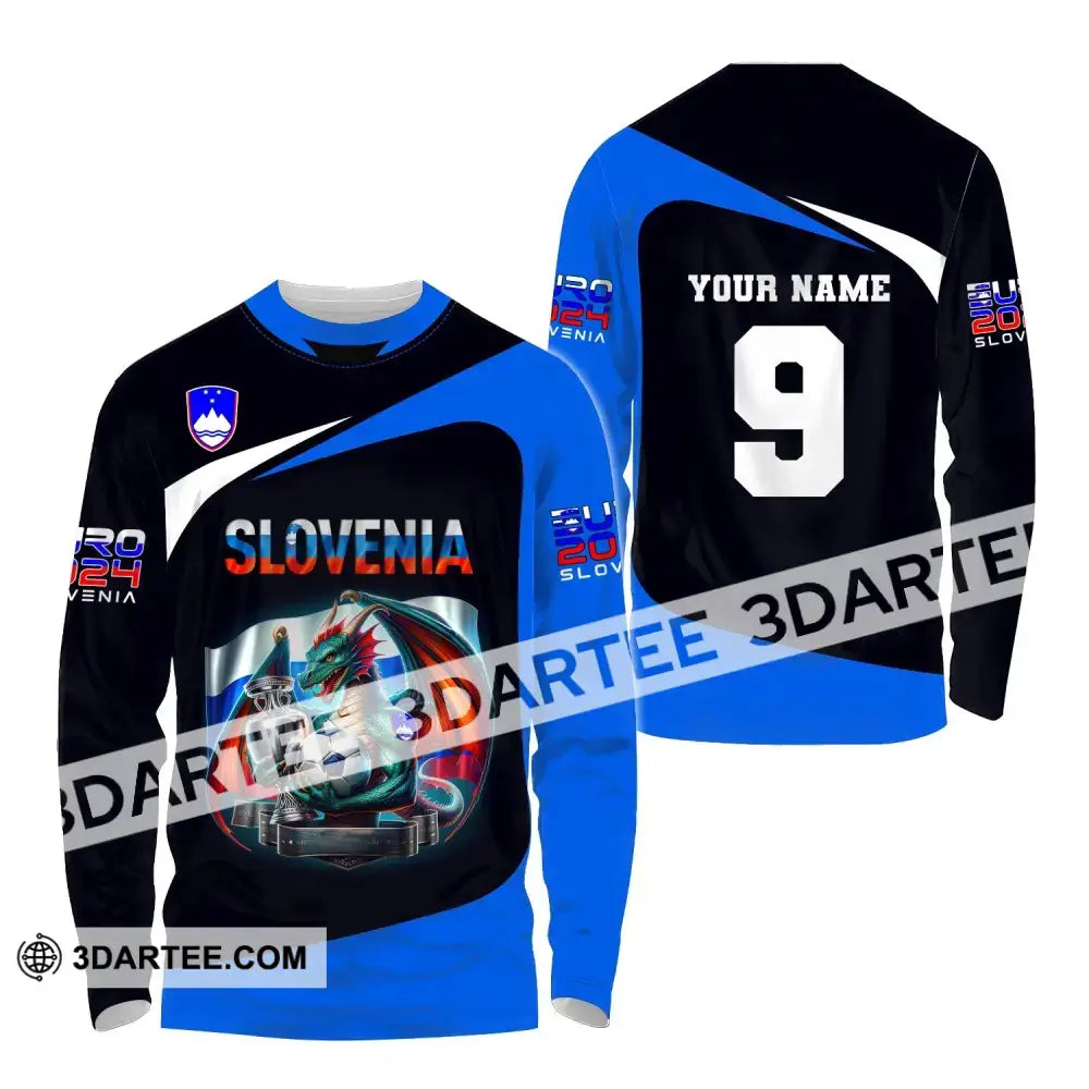 Unisex Shirt Euro 2024 Custom Name And Number Slovenia Football Polo Long Sleeve / S T-Shirt