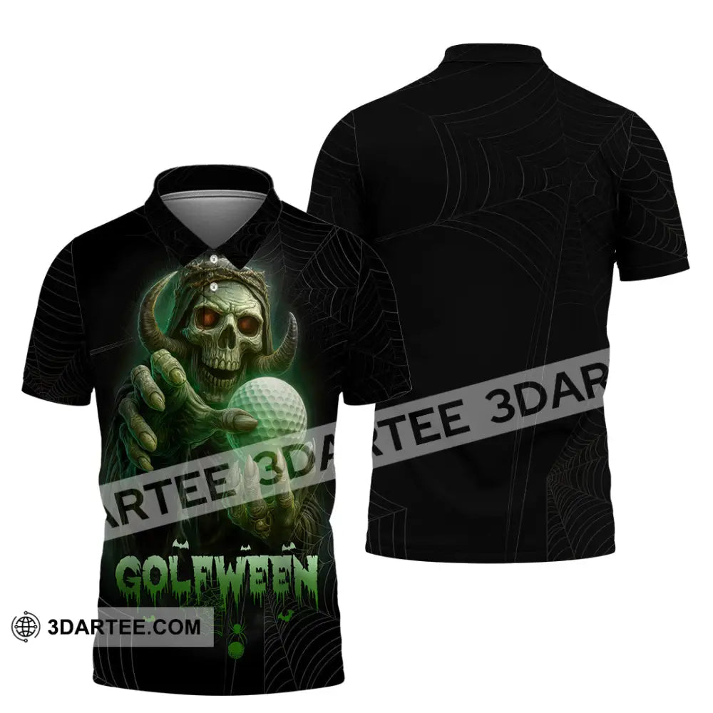 Unisex Shirt - Hello Darkness Skeleton Funny Skull Golf Golfween Halloween Golf Player Shirt Polo Shirt / S T-shirt