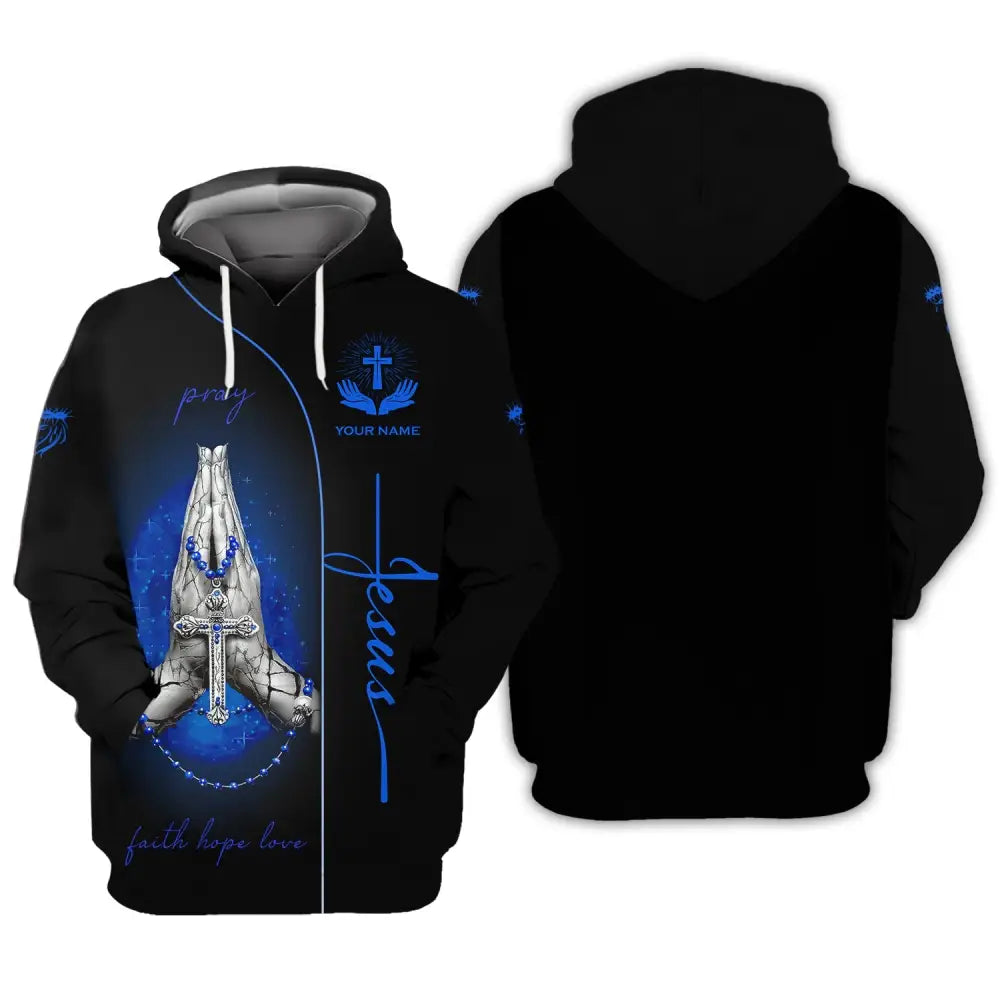 Unisex Shirt Jesus Pray Faith Hope Love Cross Hoodie Christian / S T-Shirt