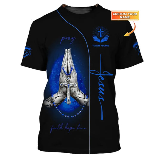 Unisex Shirt Jesus Pray Faith Hope Love Cross Hoodie Christian T-Shirt / S