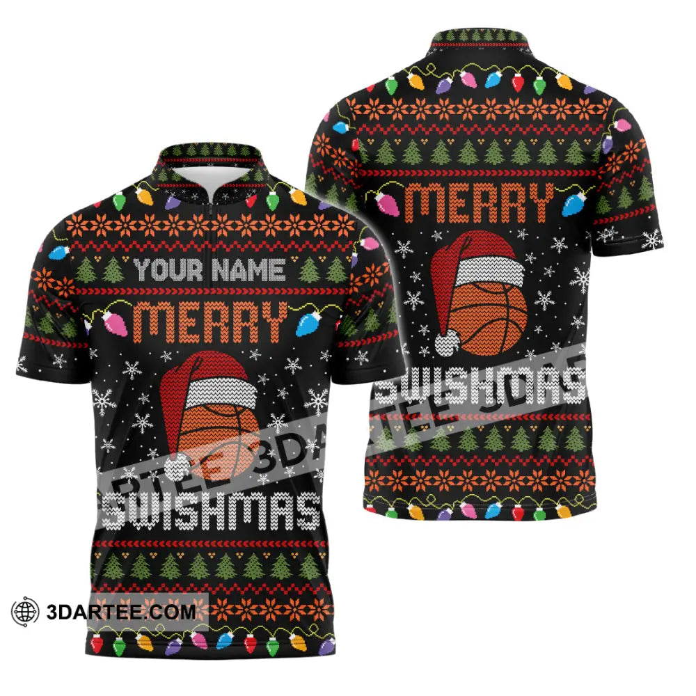 Unisex Shirt - Merry Swishmas Christmas Shirt Zipper Polo Shirt / S T-shirt