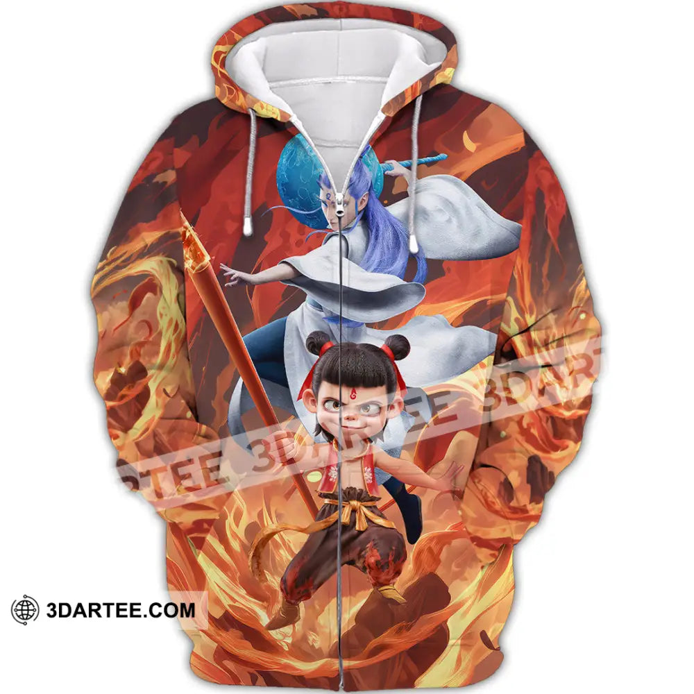 Unisex Shirt - Nezha And Ao Bing Shirt Zipper Hoodie / S T-shirt