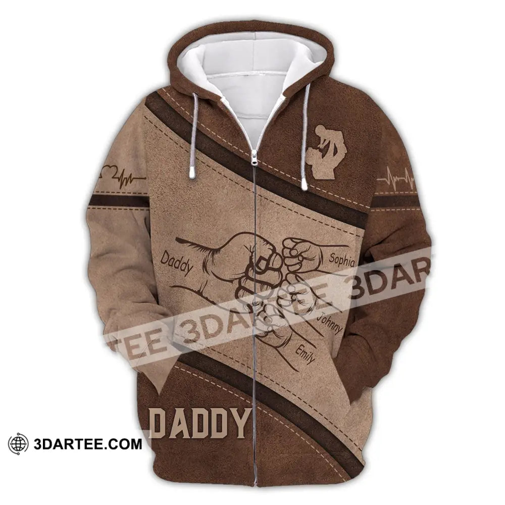 Unisex Shirt Outline Fist Bump Daddy Father’s Day Gift For Dad Grandpa Husband Zipper Hoodie / S