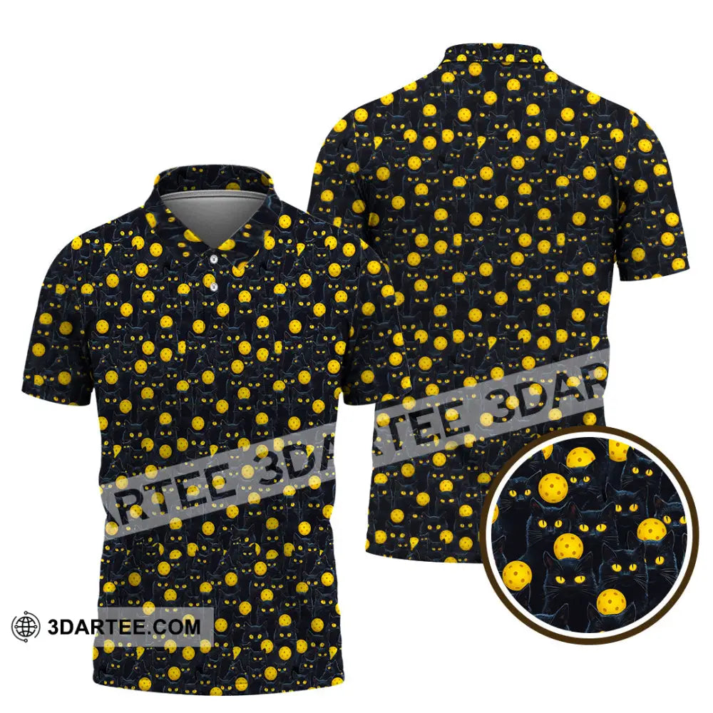 Unisex Shirt Pickleball Halloween Black Cat Shirt Polo Shirt / S T shirt