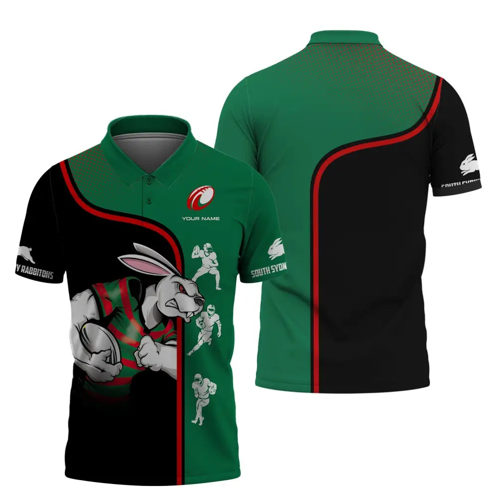 Unisex Shirt South Sydney Rabbitohs Reggie The Rabbit Hoodie Football T-Shirt Polo / S