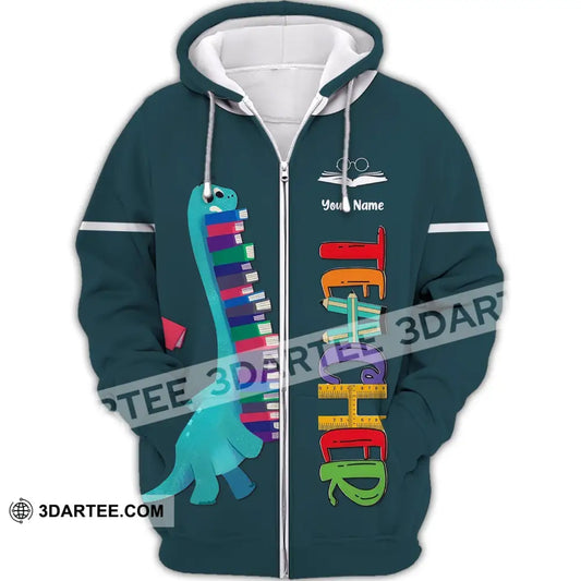 Unisex Shirt Teacher Hoodie Dinosaur Gift For Teachers Zipper / S T-Shirt