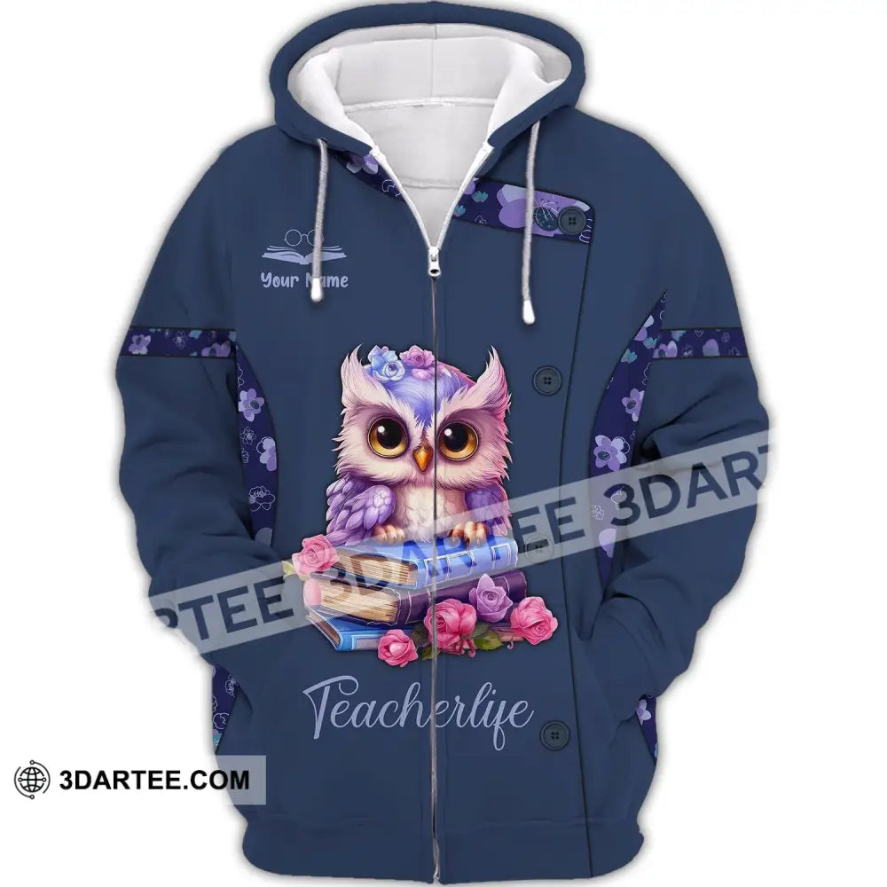 Unisex Shirt Teacher Hoodie Owl Gift For Teachers Zipper / S T-Shirt