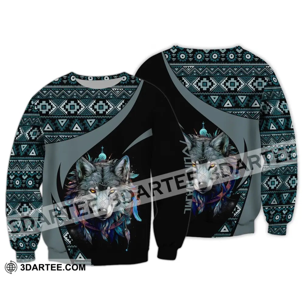 Unisex Shirt Wolf Native American Hoodie Indigenous Long Sleeve / S T-Shirt