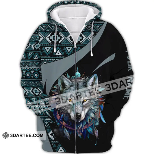 Unisex Shirt Wolf Native American Hoodie Indigenous Zipper / S T-Shirt