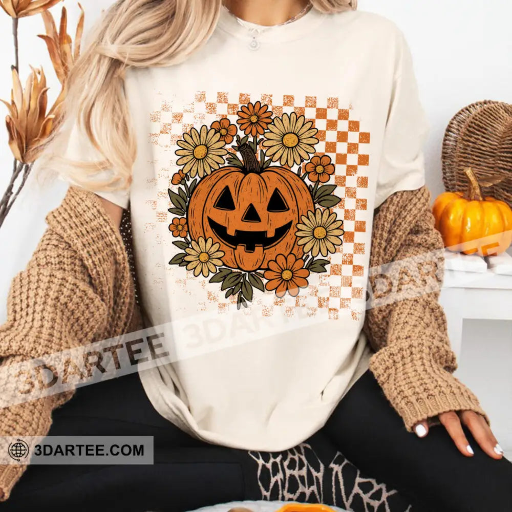 Unisex T-Shirt - Retro Halloween Ghost Pumpkin T-Shirt Halloween Collectible Gift Beige / S Apparel
