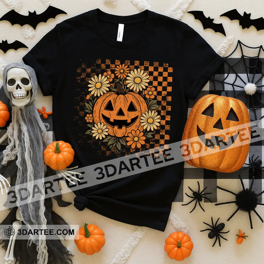 Unisex T-Shirt - Retro Halloween Ghost Pumpkin T-Shirt Halloween Collectible Gift Black / S Apparel