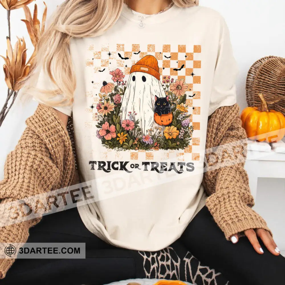 Unisex T-Shirt - Trick Or Treat T-Shirt Halloween Collectible Gift Beige / S Apparel