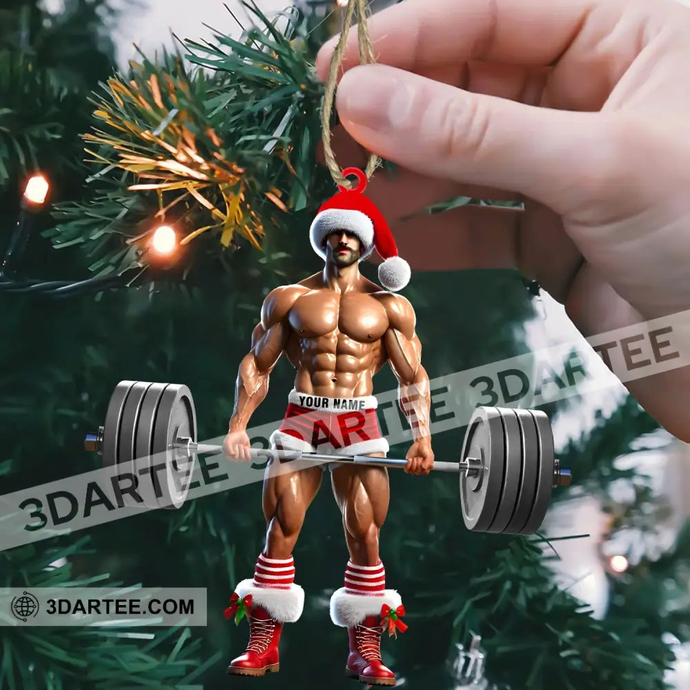 Weightlifter Santa Christmas Ornament Personalized Ornament Ornament