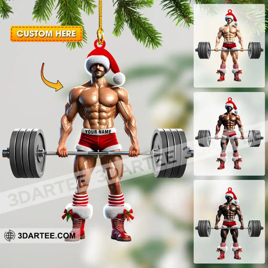 Weightlifter Santa Christmas Ornament Personalized Ornament 3.54’’ / 1 Ornament Ornament
