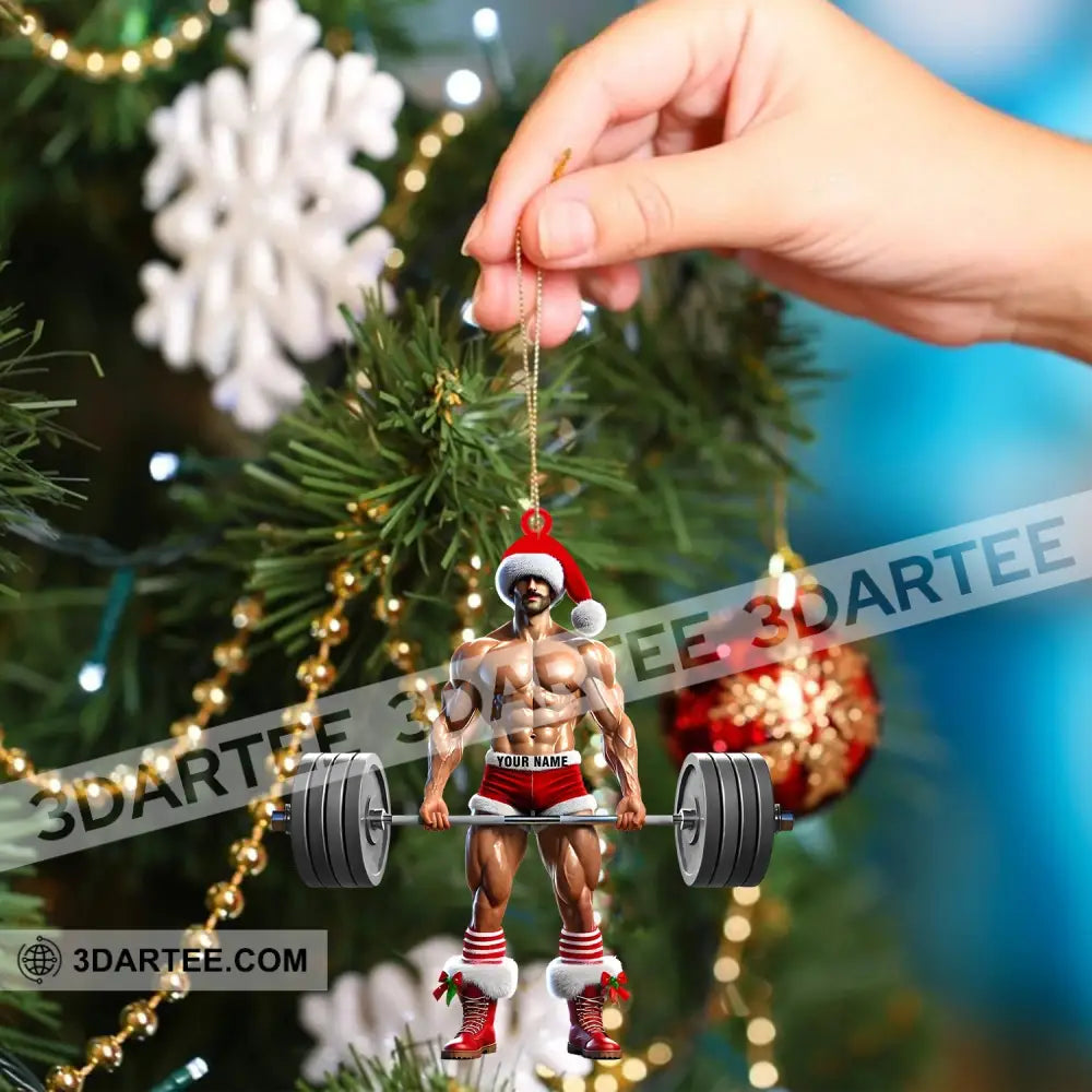 Weightlifter Santa Christmas Ornament Personalized Ornament Ornament