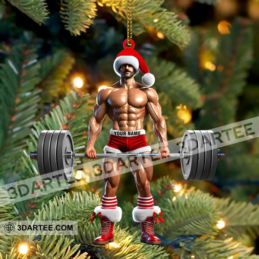 Weightlifter Santa Christmas Ornament Personalized Ornament Ornament