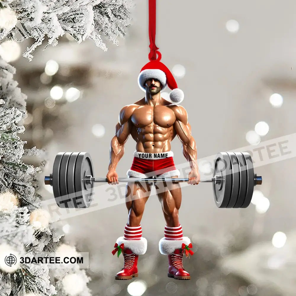 Weightlifter Santa Christmas Ornament Personalized Ornament Ornament