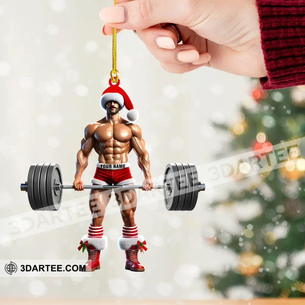Weightlifter Santa Christmas Ornament Personalized Ornament Ornament