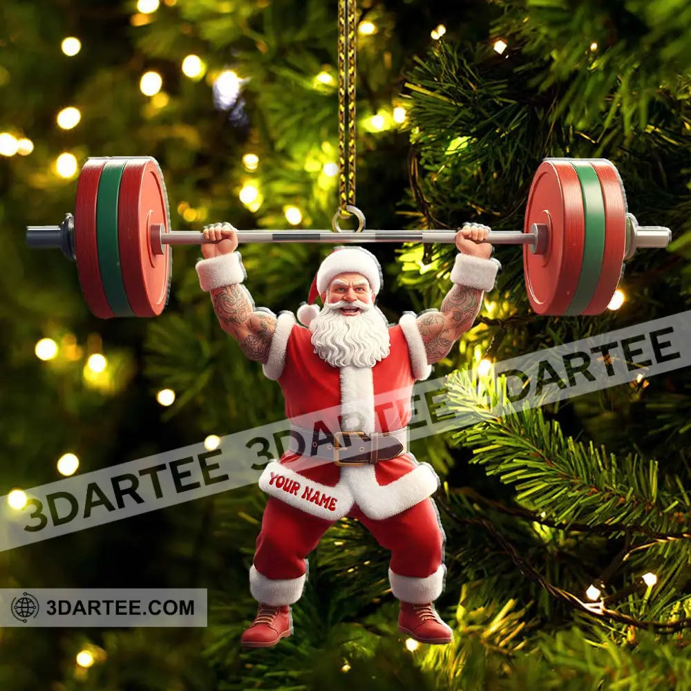 Weightlifting Santa Christmas Home Decor Christmas Ornament Personalized Ornament Ornament