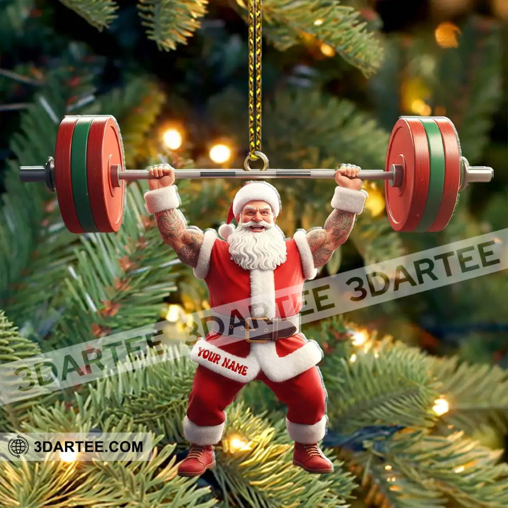 Weightlifting Santa Christmas Home Decor Christmas Ornament Personalized Ornament Ornament