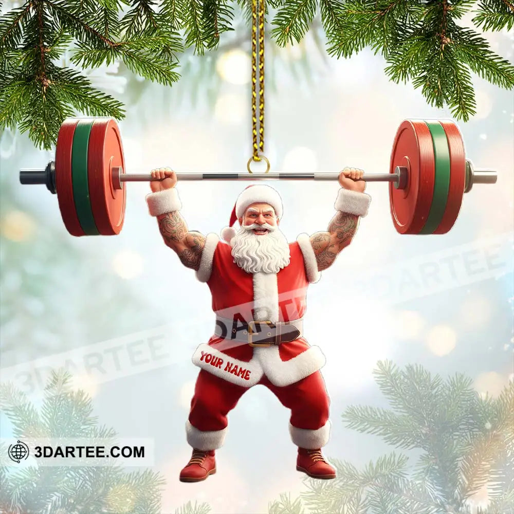 Weightlifting Santa Christmas Home Decor Christmas Ornament Personalized Ornament Ornament