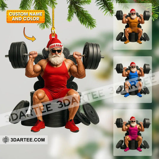 Weightlifting Santa Home Decor Christmas Ornament Personalized Ornament 3.54’’ / 1 Ornament Ornament