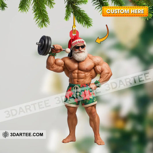 Weightlifting Santa Home Decor Christmas Ornament Personalized Ornament 3.54’’ / 1 Ornament Ornament