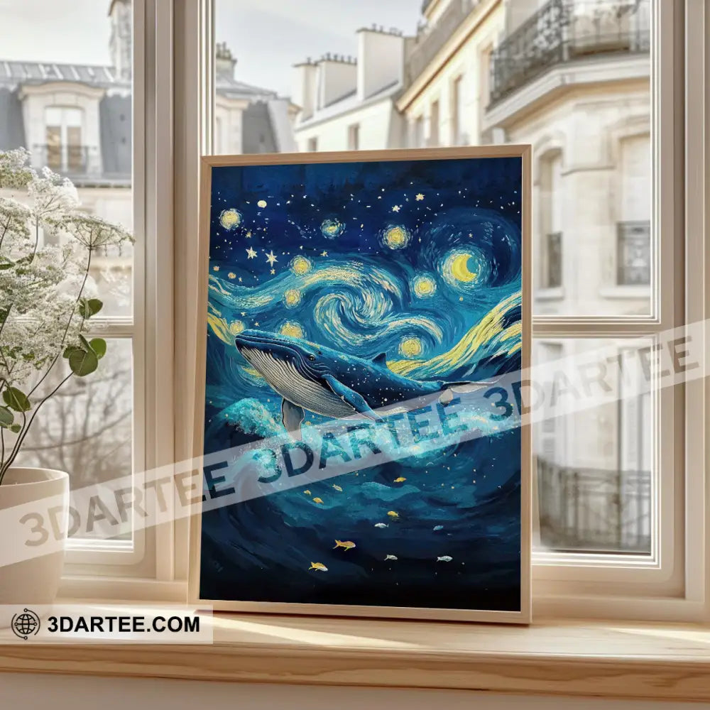 Whale In The Night Sky Canvas Poster