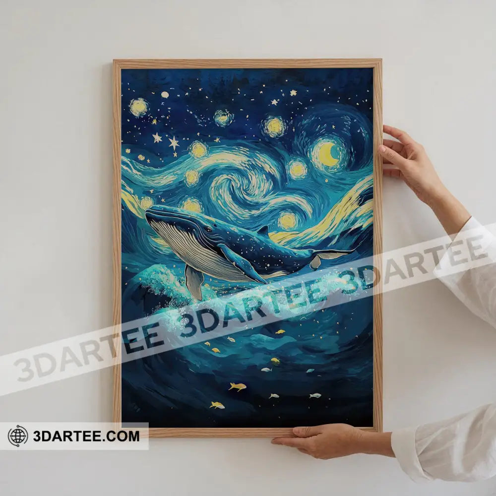 Whale In The Night Sky Canvas Poster