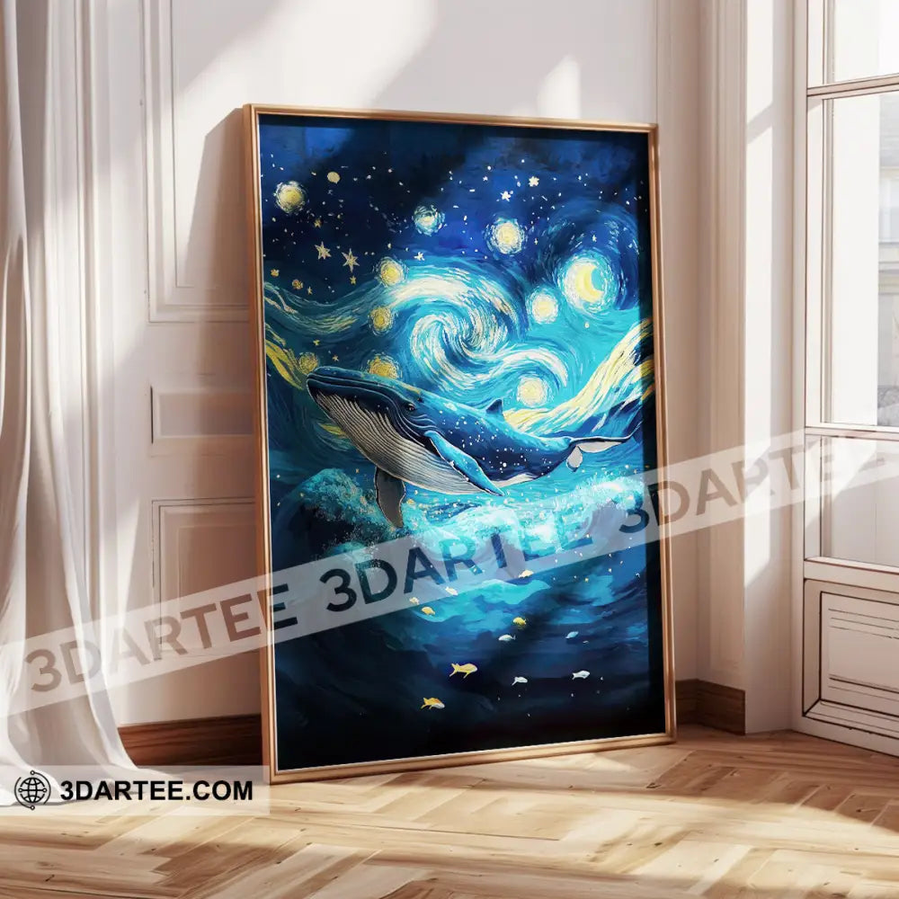 Whale In The Night Sky Canvas Poster