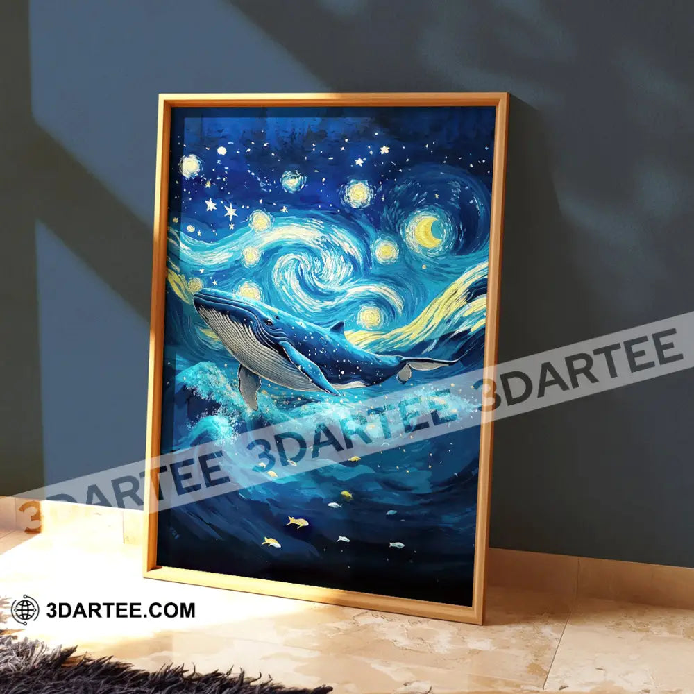 Whale In The Night Sky Canvas Poster