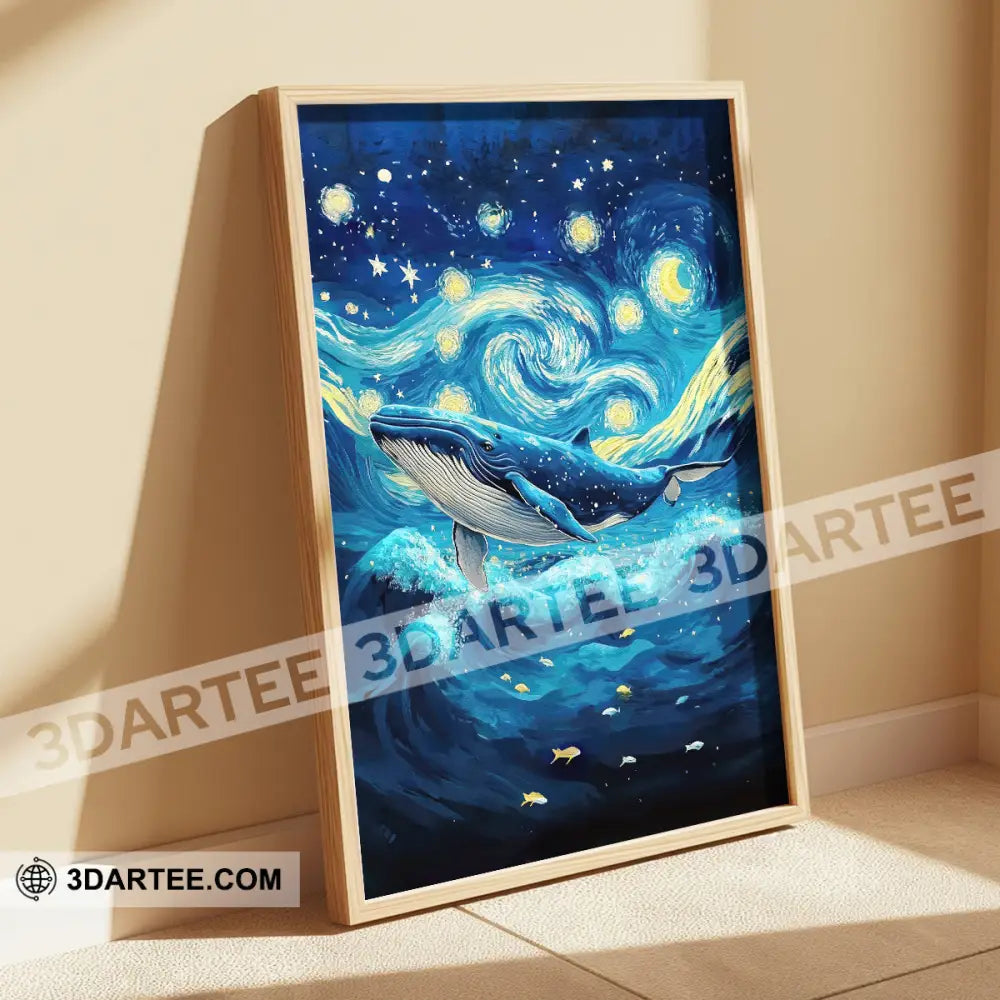 Whale In The Night Sky Canvas Poster