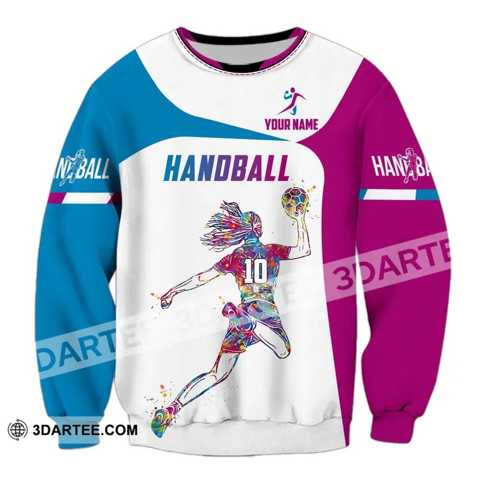 Woman Shirt Custom Name And Number Handball Polo Long Sleeve Club Uniform Lover Gift / S T-Shirt