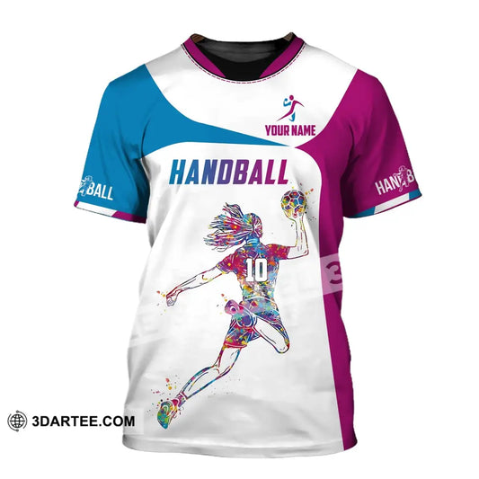 Woman Shirt Custom Name And Number Handball Polo Long Sleeve Club Uniform Lover Gift T-Shirt / S