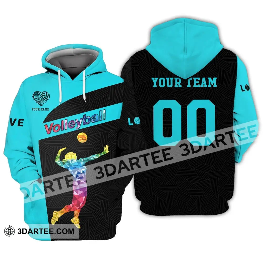 Woman Shirt Custom Name And Number Volleyball Hoodie T-Shirt For Team Gift Players / S