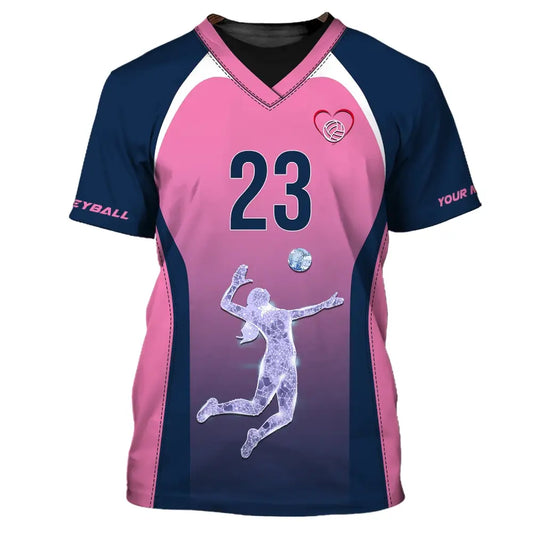 Woman Shirt Custom Name And Number Volleyball Hoodie Team T-Shirt Gift For Players / S