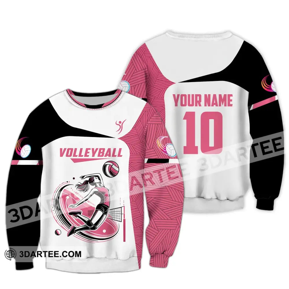 Woman Shirt Custom Name And Number Volleyball Polo Long Sleeve Club Uniform Lover Gift / S T-Shirt