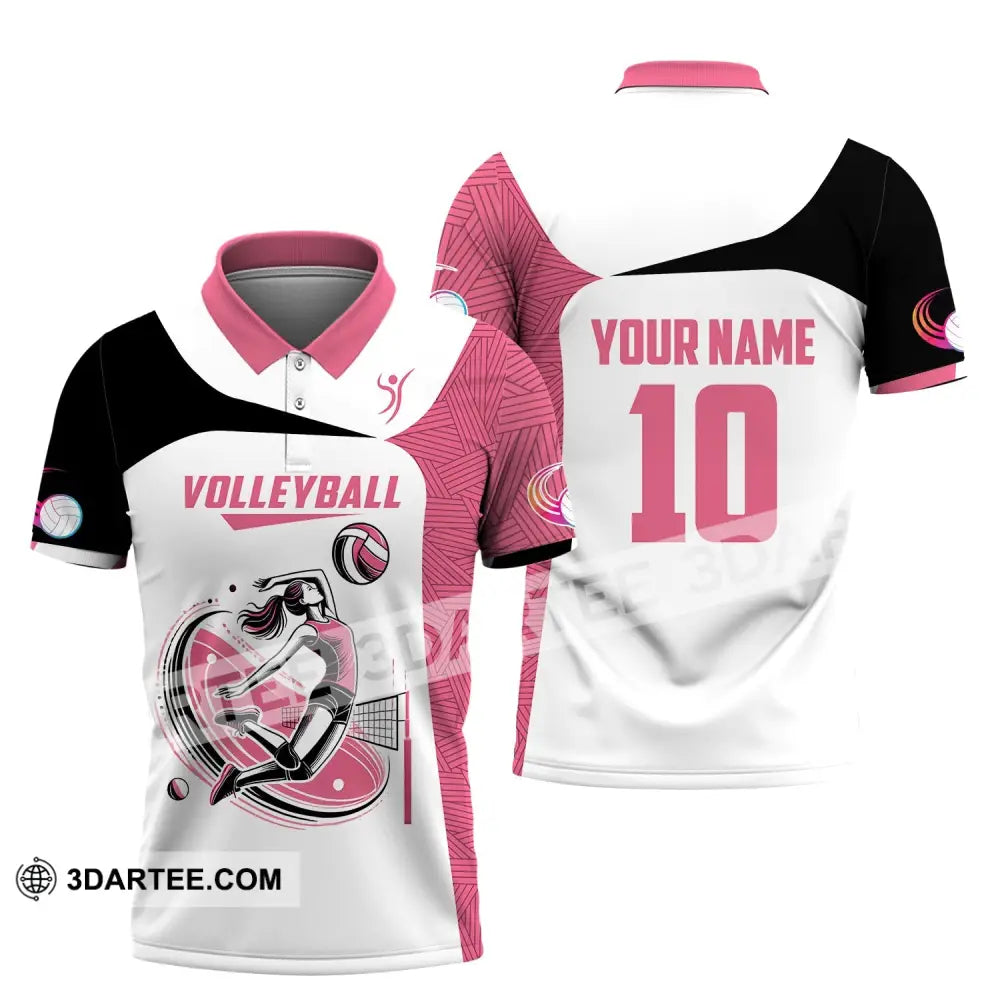 Woman Shirt Custom Name And Number Volleyball Polo Long Sleeve Club Uniform Lover Gift / S T-Shirt