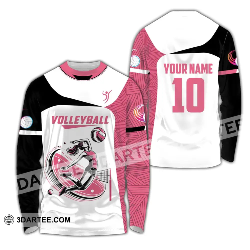 Woman Shirt Custom Name And Number Volleyball Polo Long Sleeve Club Uniform Lover Gift / S T-Shirt