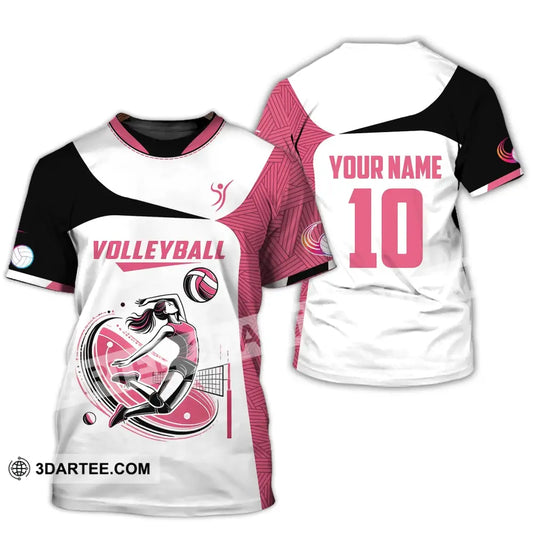 Woman Shirt Custom Name And Number Volleyball Polo Long Sleeve Club Uniform Lover Gift T-Shirt / S