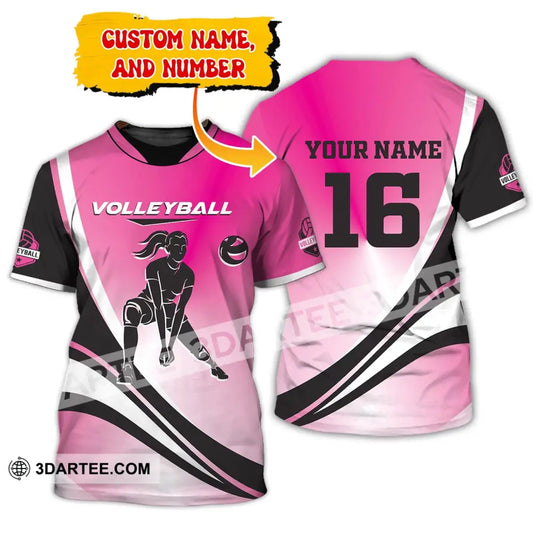 Woman Shirt Custom Name And Number Volleyball T-Shirt For Club Gift Players